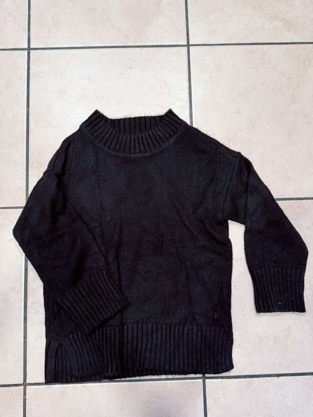 Ann Taylor Forest Green Chunky Knit Mock Neck Oversized Sweater Ribbed Trim XS